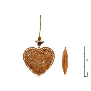 Zawieszka metalowa MFP Serce Brązowe, 8.5cm